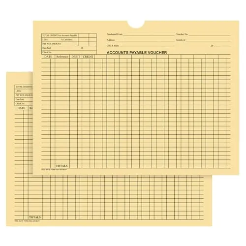 Accounts Payable Voucher Jackets - Colorful Large 12" × 9" Size, 32# Kraft Paper - Organize Invoices, Statements, Receipts - Shrink-Wrapped (100/Pack)