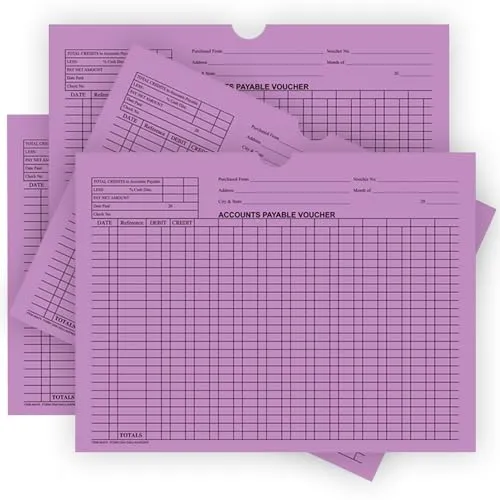 Accounts Payable Voucher Jackets - Colorful Large 12" × 9" Size, 32# Kraft Paper - Organize Invoices, Statements, Receipts - Shrink-Wrapped (100/Pack)