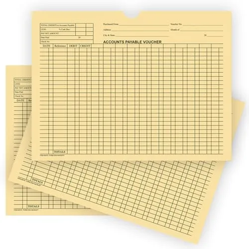 Accounts Payable Voucher Jackets - Colorful Large 12" × 9" Size, 32# Kraft Paper - Organize Invoices, Statements, Receipts - Shrink-Wrapped (100/Pack)