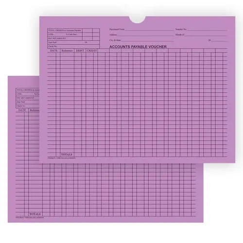 Accounts Payable Voucher Jackets - Colorful Large 12" × 9" Size, 32# Kraft Paper - Organize Invoices, Statements, Receipts - Shrink-Wrapped (100/Pack)