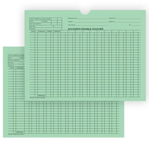 Accounts Payable Voucher Jackets - Colorful Large 12" × 9" Size, 32# Kraft Paper - Organize Invoices, Statements, Receipts - Shrink-Wrapped (100/Pack)