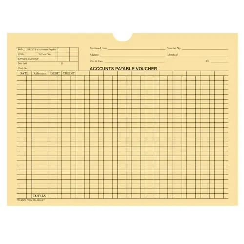 Accounts Payable Voucher Jackets - Colorful Large 12" × 9" Size, 32# Kraft Paper - Organize Invoices, Statements, Receipts - Shrink-Wrapped (100/Pack)