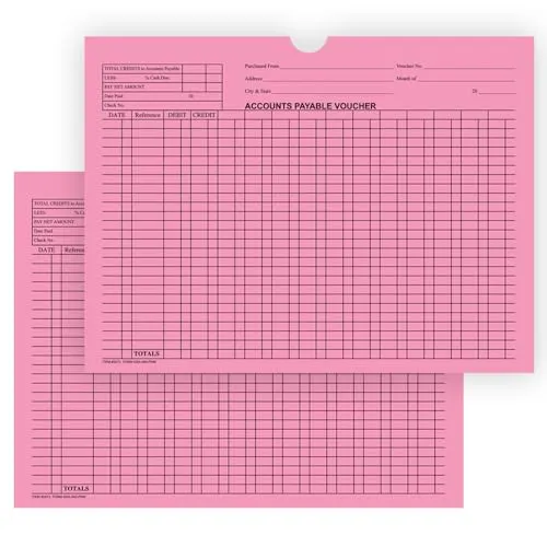 Accounts Payable Voucher Jackets - Colorful Large 12" × 9" Size, 32# Kraft Paper - Organize Invoices, Statements, Receipts - Shrink-Wrapped (100/Pack)