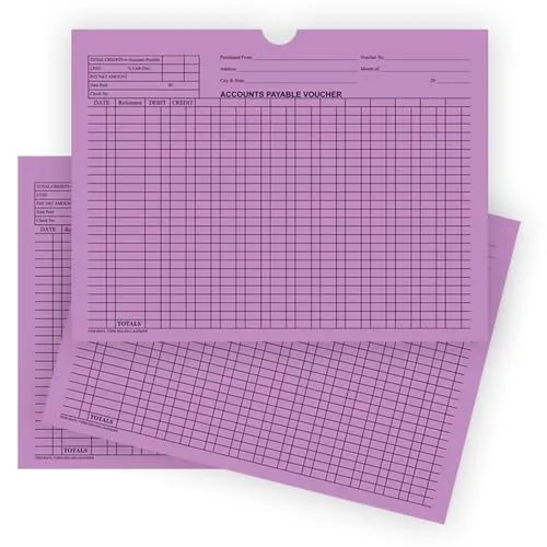 Accounts Payable Voucher Jackets - Colorful Large 12" × 9" Size, 32# Kraft Paper - Organize Invoices, Statements, Receipts - Shrink-Wrapped (100/Pack)