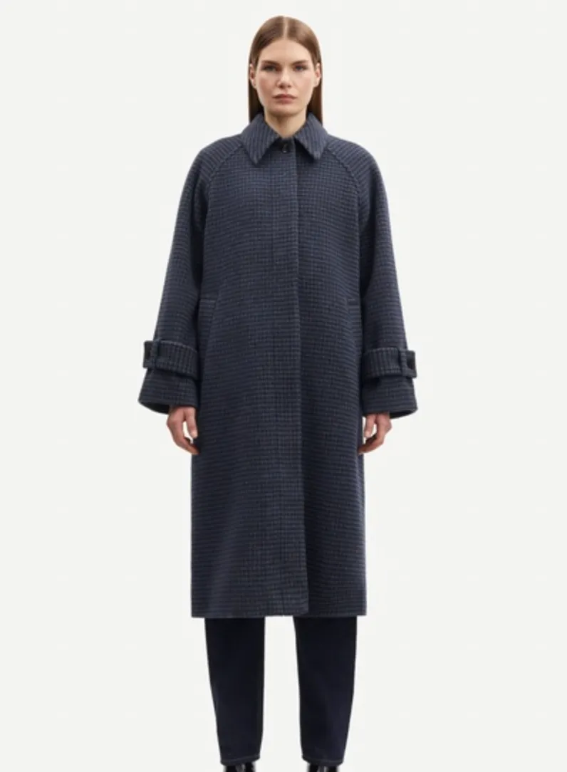 Alma Coat Blue Mix Houndstooth