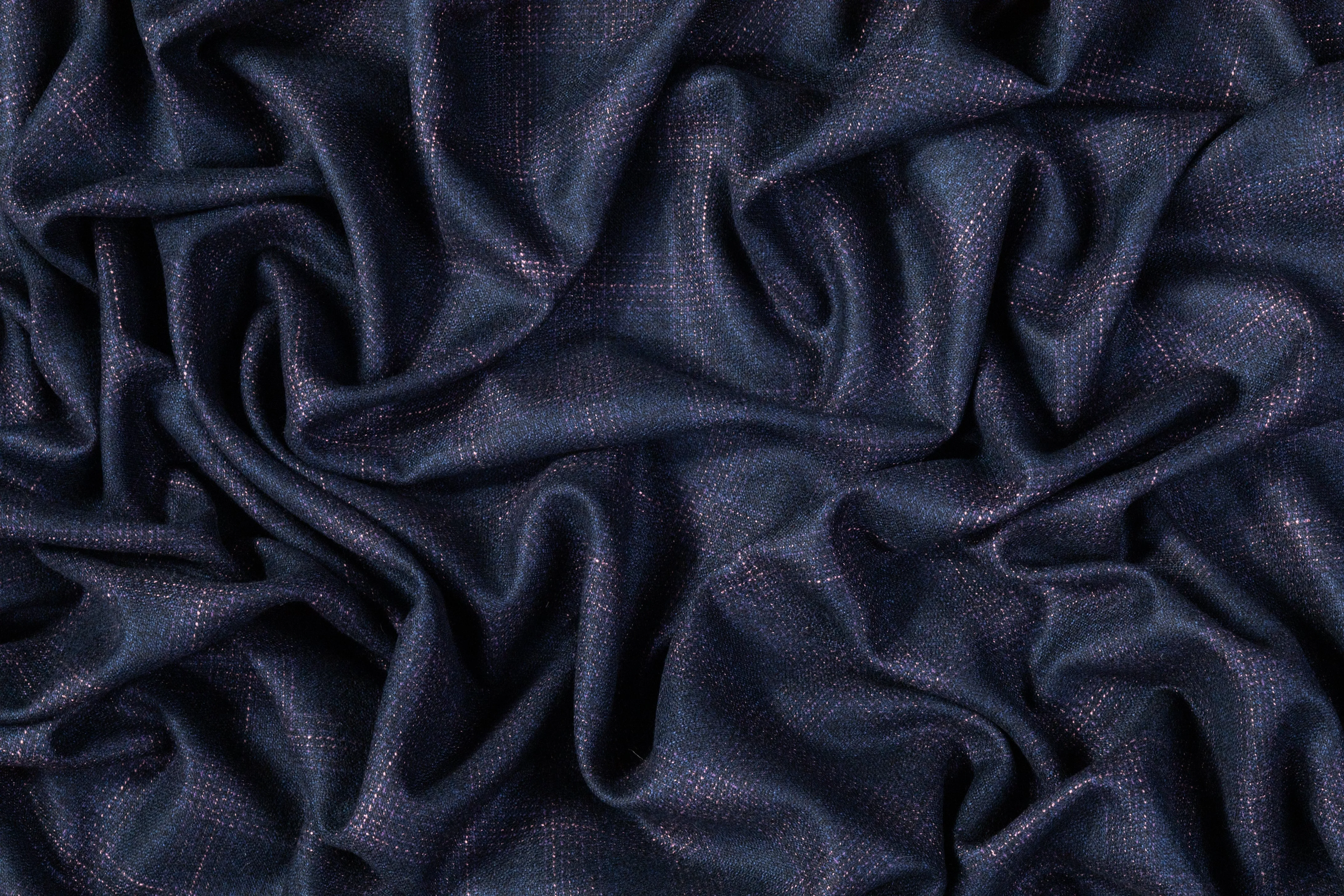 Armani - Checked Italian Wool Suiting - Navy / Purple