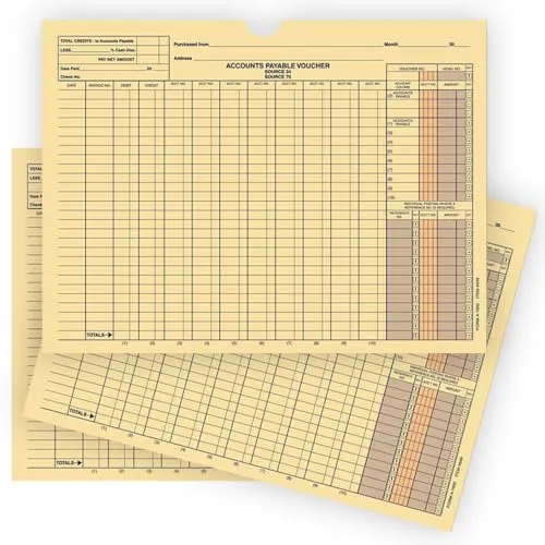 Automated Accounting Style Voucher Jackets - Buff Jacket with Red and Blue Screens - Large 12" × 9" Size, Durable 32# Kraft Paper - Unwrapped (500/Pack)