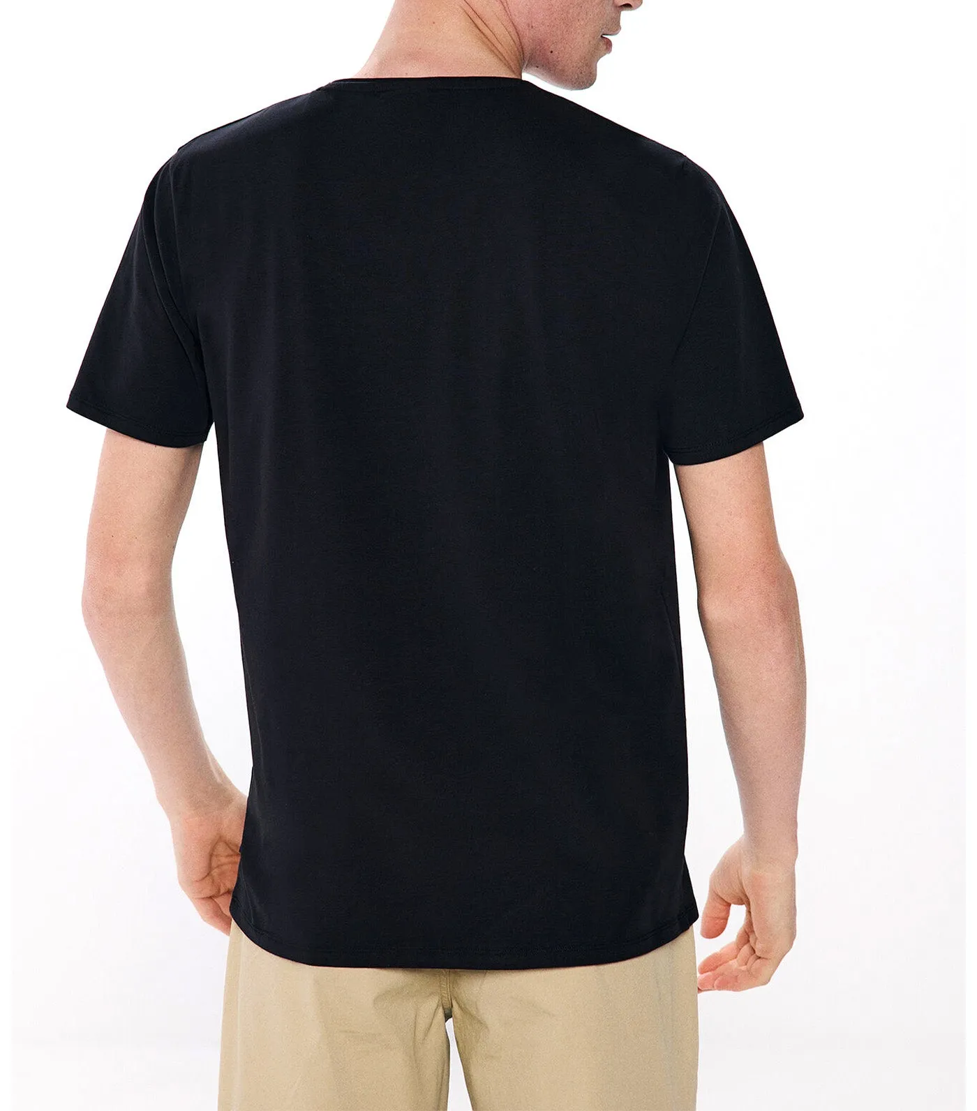 Basic V Cotton Lycra T-Shirt Black