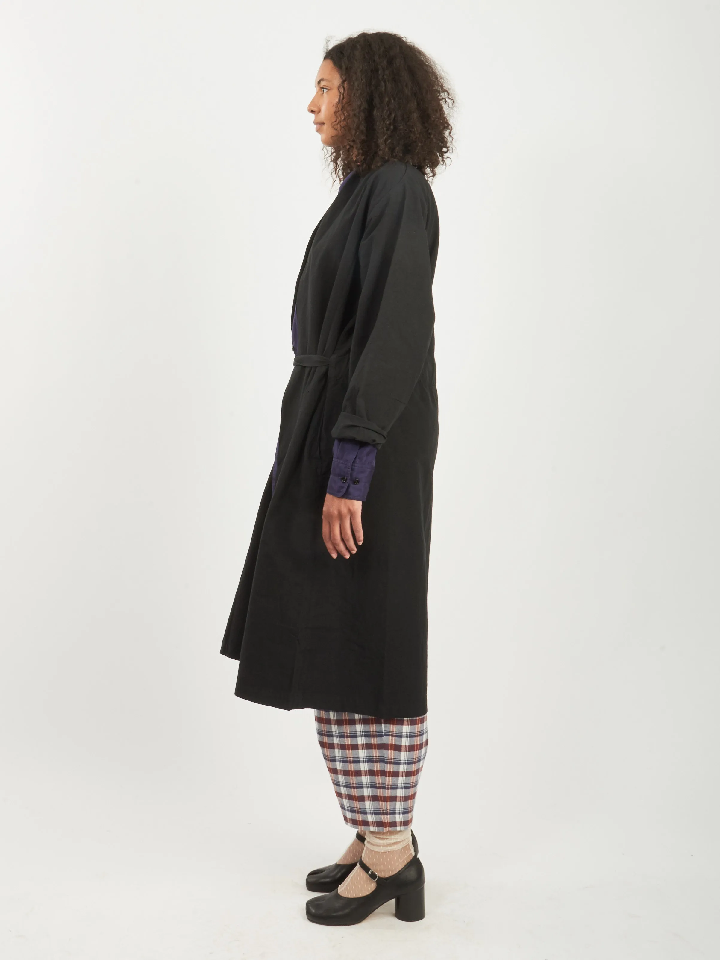 Black Cotton Linen Weather Cloth "Haori" Coat