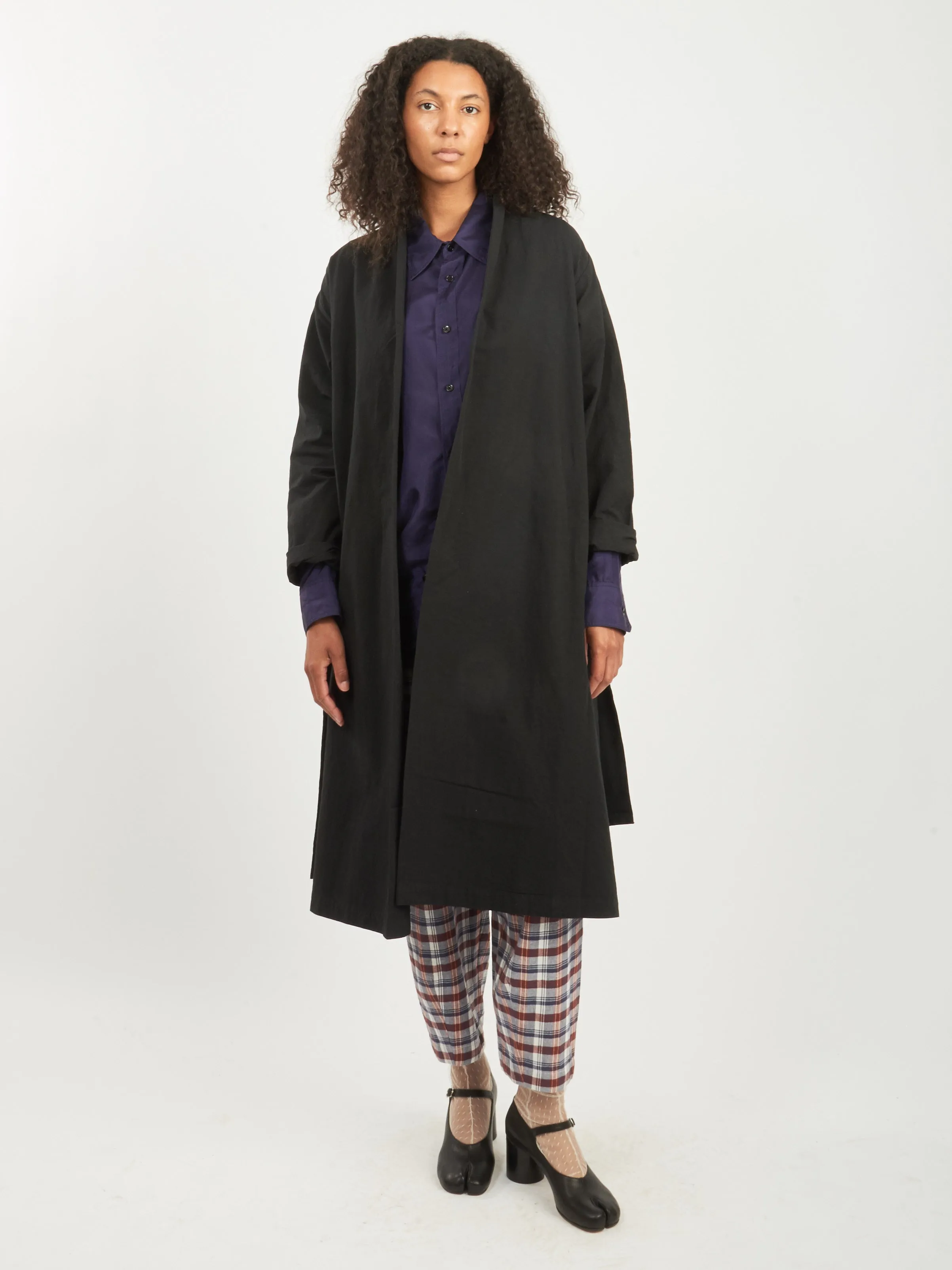 Black Cotton Linen Weather Cloth "Haori" Coat