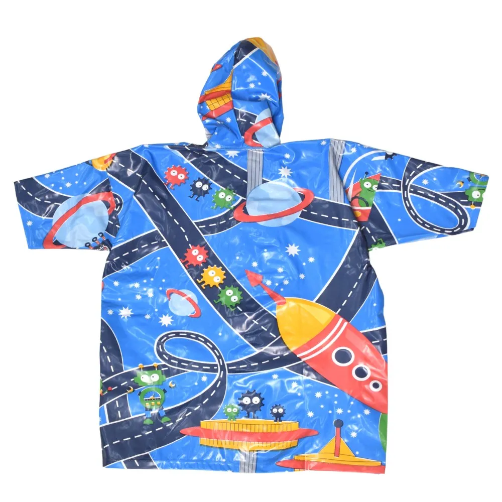 Blue Space Theme Half Sleeves Raincoat