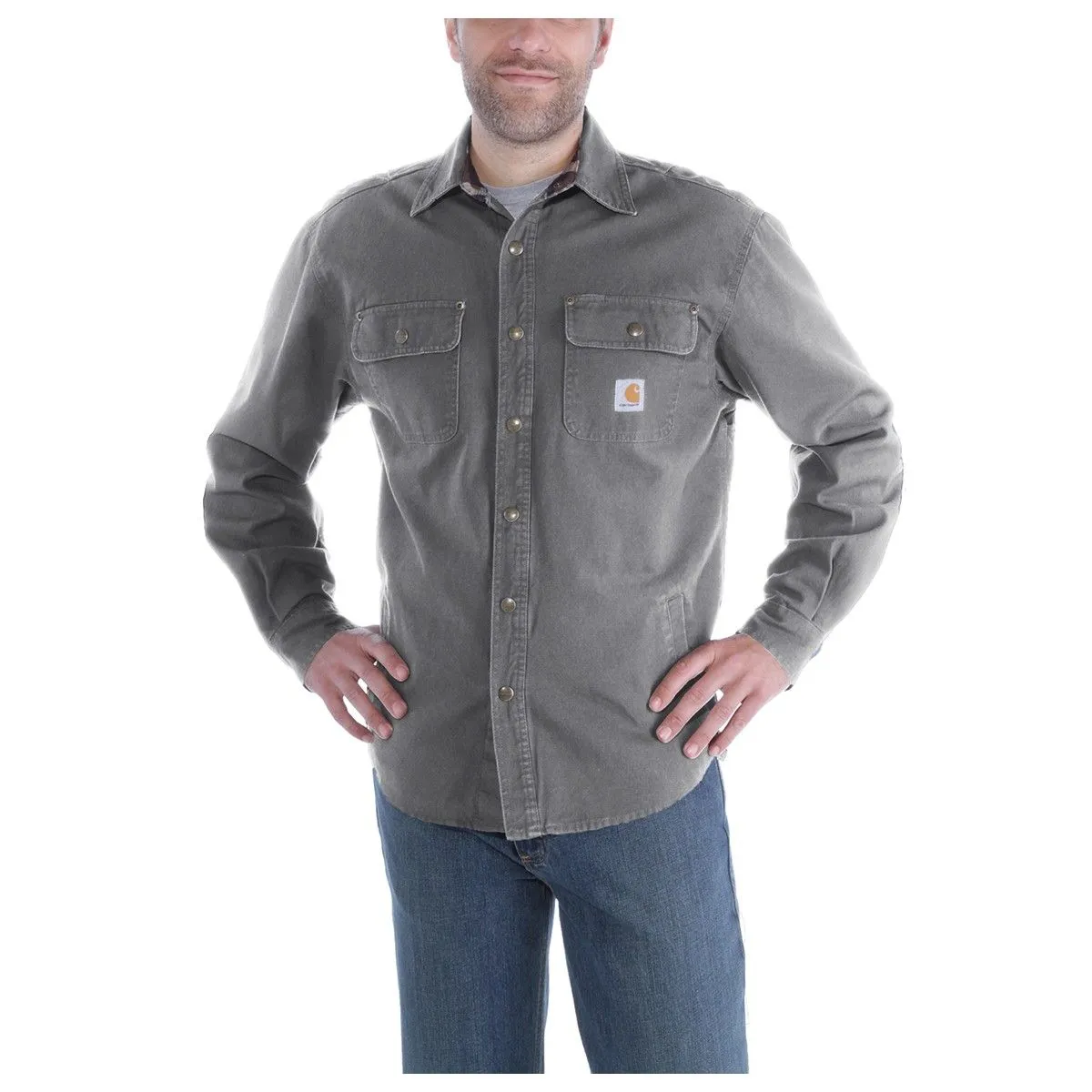 Carhartt&#x20;100590&#x20;Sale&#x3A;&#x20;Weathered&#x20;Canvas&#x20;Shirt&#x20;Jacket&#x20;-&#x20;Gravel