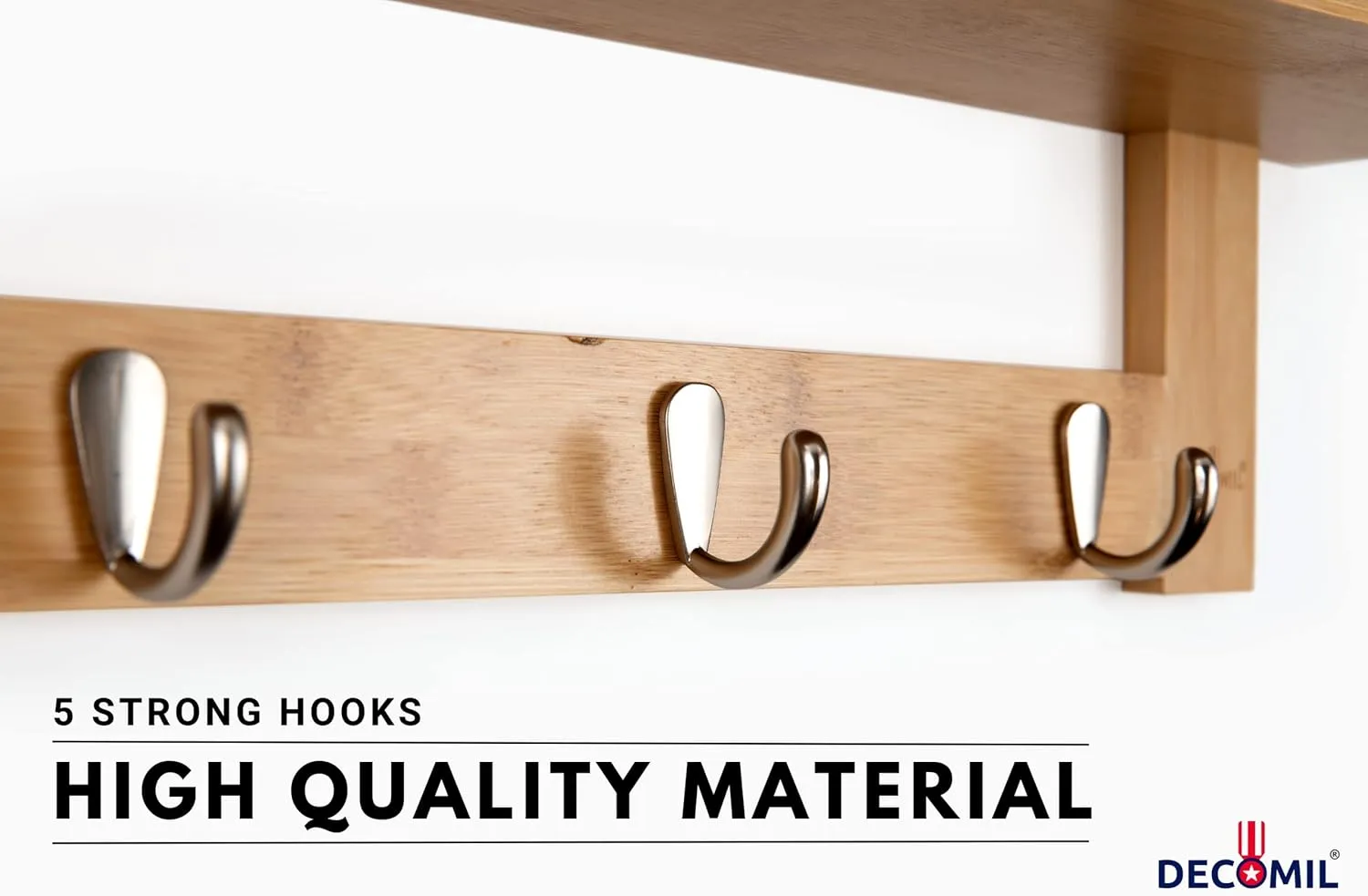 Coat Rack with Shelf - Bamboo Wall-Mounted Coat Hanger with Shelf