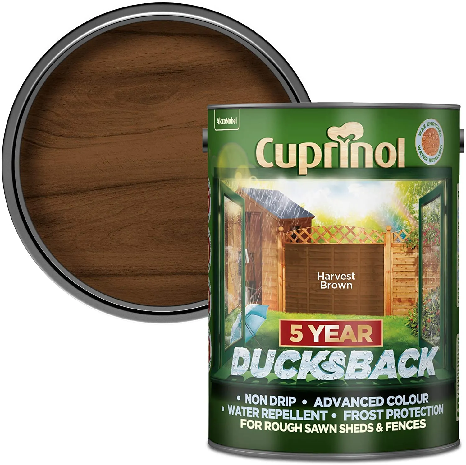 Cuprinol Ducksback 5 Year Waterproof for Sheds and Fences - Harvest Brown 5 Litre