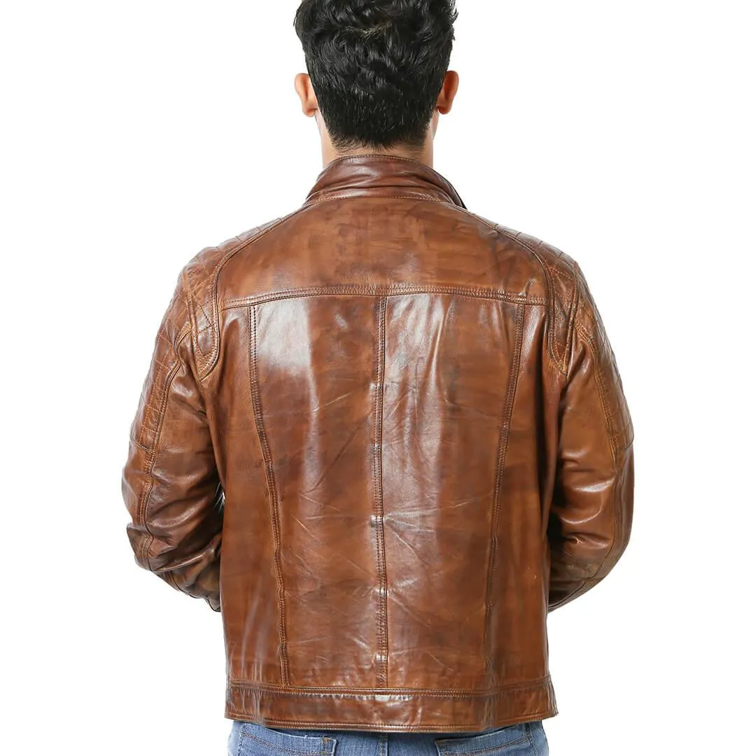 Distressed Brown Leather Jacket