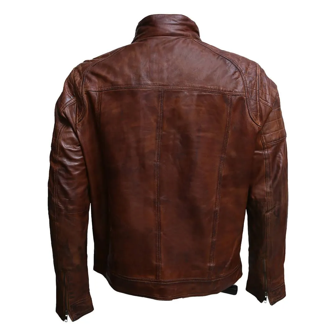 Distressed Brown Leather Jacket