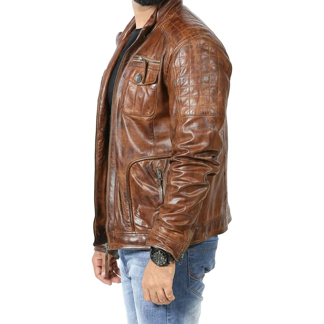 Distressed Brown Leather Jacket