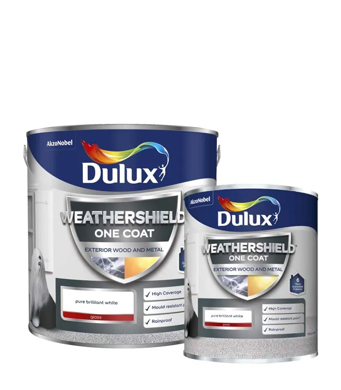 Dulux Weathershield One Coat Exterior Gloss Paint- Pure Brilliant White