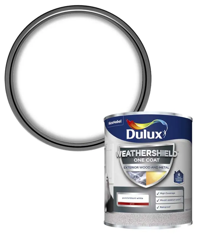 Dulux Weathershield One Coat Exterior Gloss Paint- Pure Brilliant White