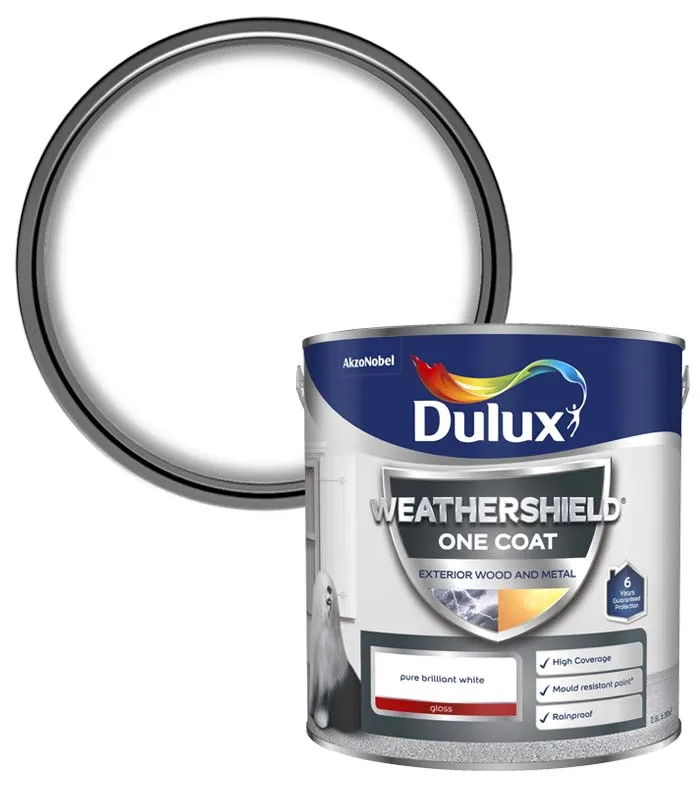 Dulux Weathershield One Coat Exterior Gloss Paint- Pure Brilliant White