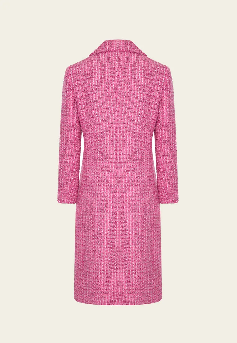 Fuchsia Double-breasted Embellished Coat