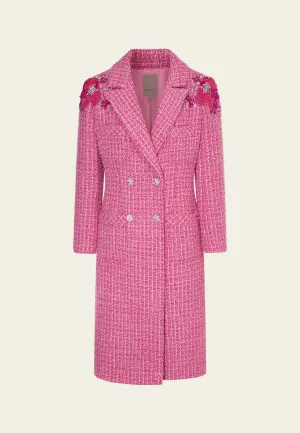 Fuchsia Double-breasted Embellished Coat