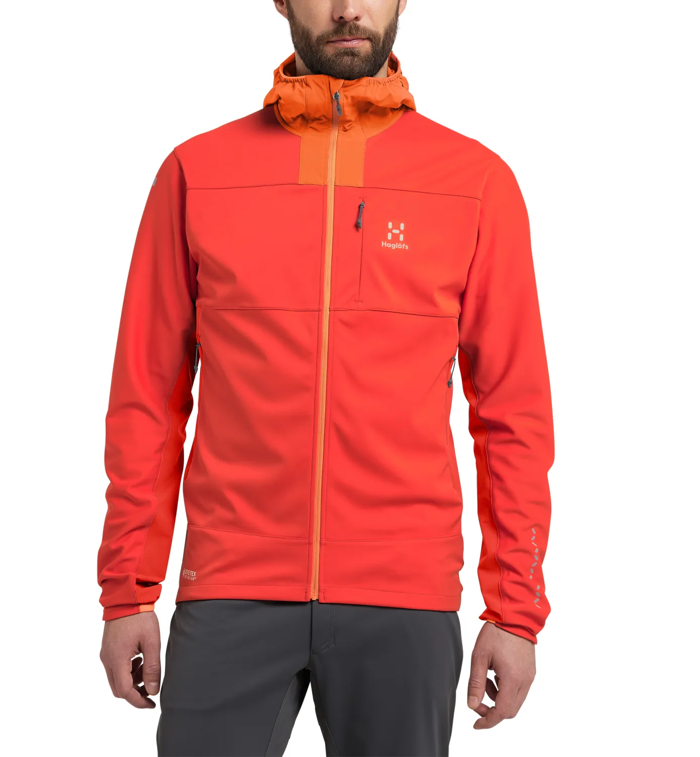 Haglöfs Men&#x27;s L.I.M Hybrid Softshell Jacket Habanero/Flame Orange | Buy Haglöfs Men&#x27;s L.I.M Hybrid Softshell Jacket Habanero/Flame Orange here | Outnorth