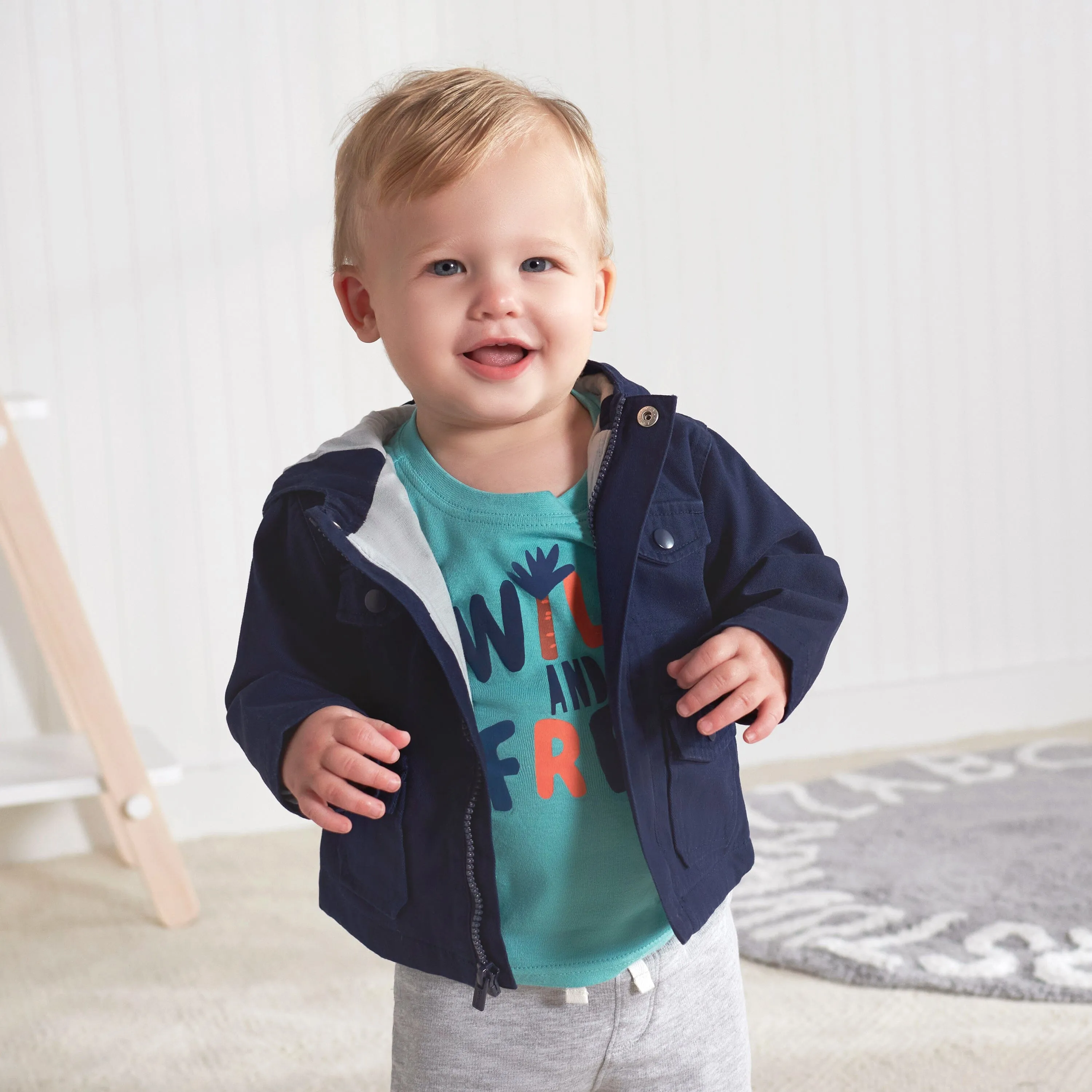 Infant & Toddler Navy Hooded Cotton Twill Utility Jacket