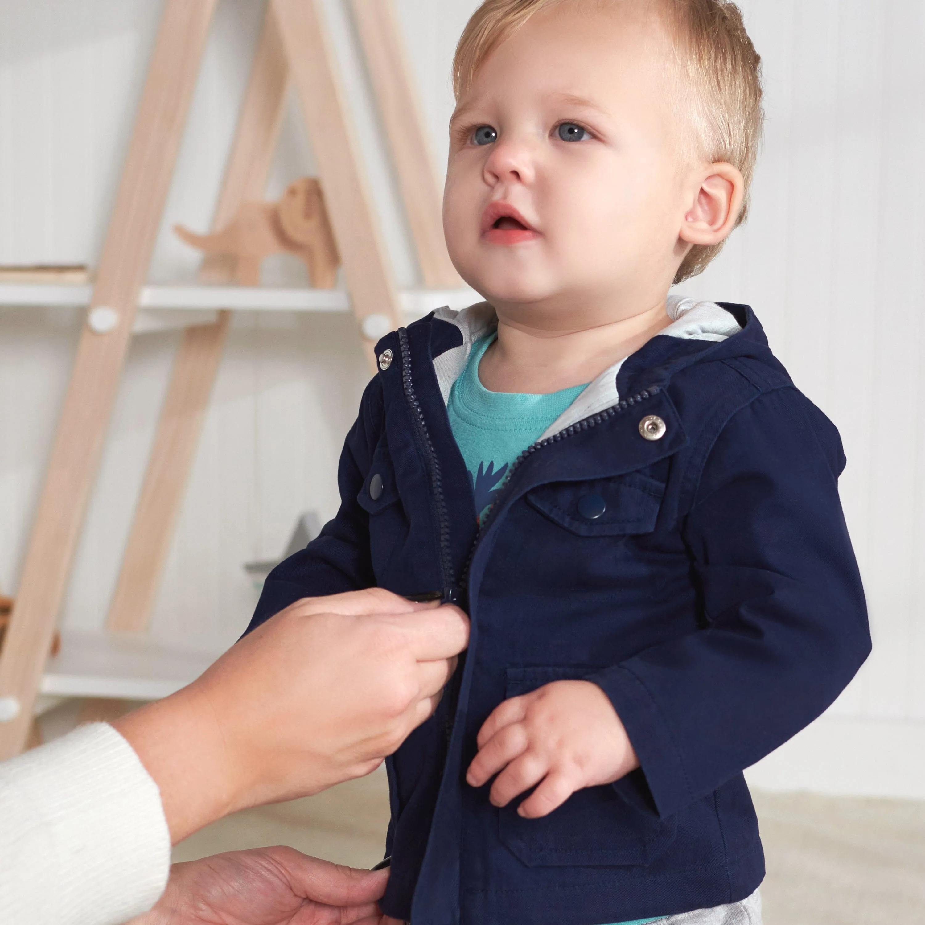 Infant & Toddler Navy Hooded Cotton Twill Utility Jacket