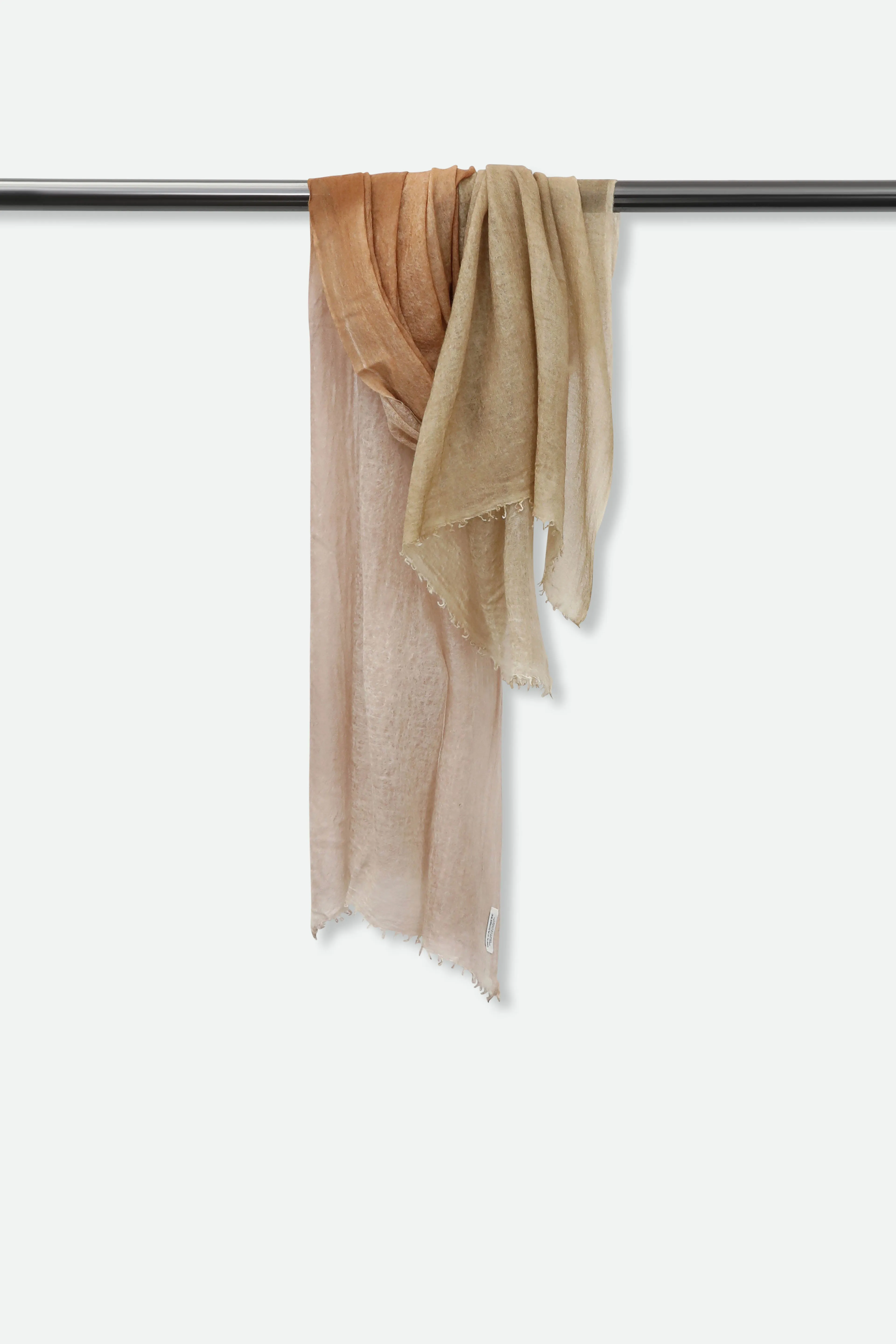 ISCHIA & HAZELNUT SCARF IN HAND DYED CASHMERE