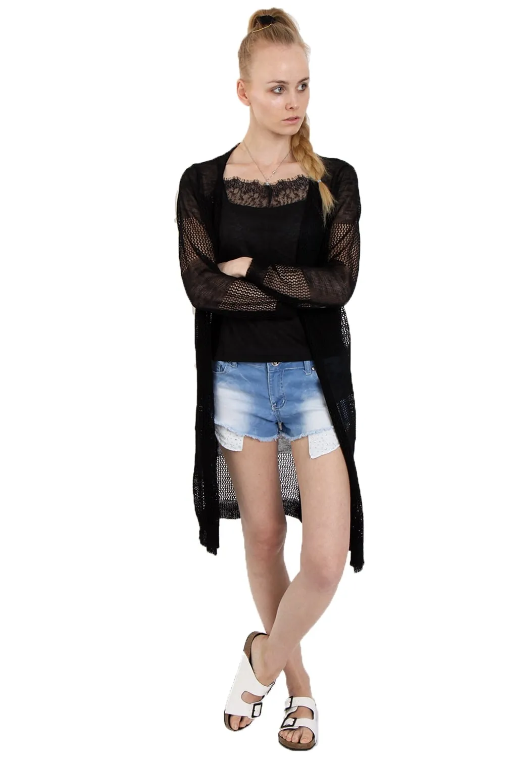 Lightweight Longline Midi Length Knitted Cape Cardigan