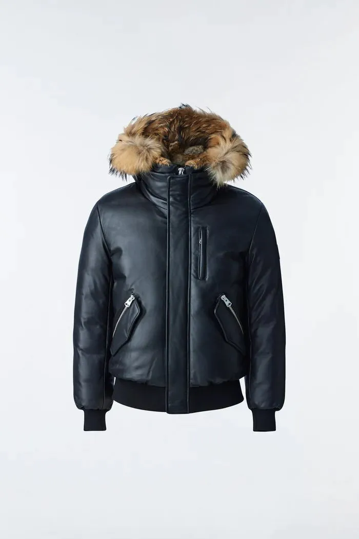 MACKAGE GLEN-F - 2-in-1 (r) Leather Bomber Jacket With Hooded Bib & Natural Fur