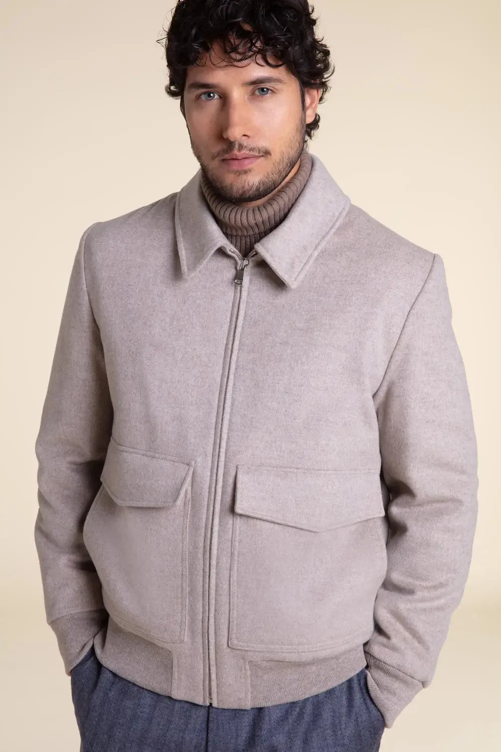 Mens aviator jacket with fur collar