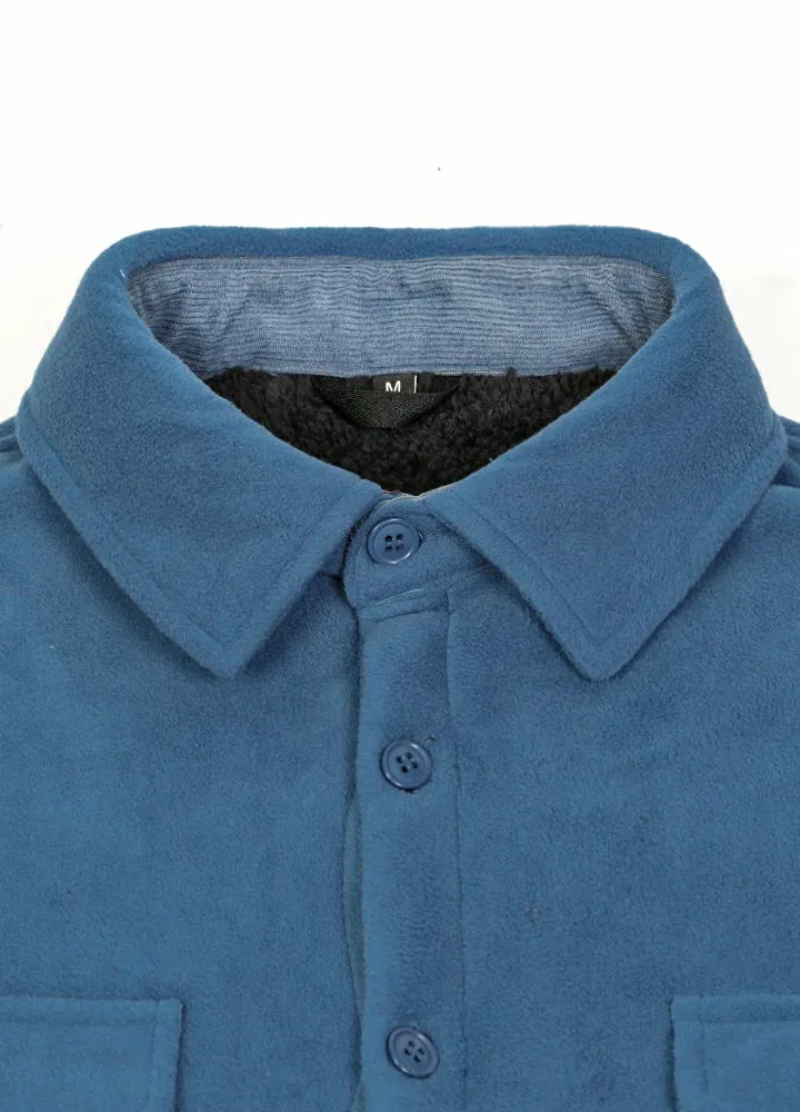 Men's Warm Sherpa Lined Fleece Shirt Jacket