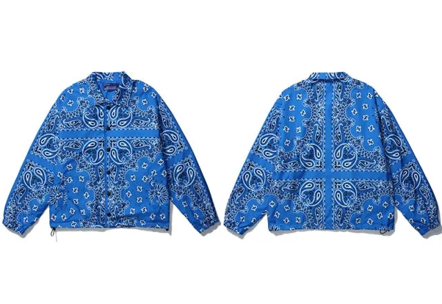 Mens Wear Hip Hop Bandana Paisley Pattern Bomber Jackets Windbreaker Harajuku Streetwear Autumn Casual Coats Tops Clothing