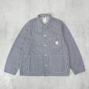 Nudie Howie Hickory Chore Jacket - Blue / Off White