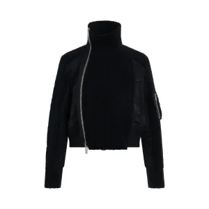 Nylon Twill x Knit Blouson in Black