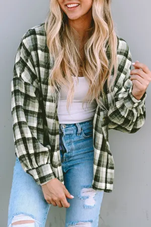 Plaid Collared Long Sleeve Jacket