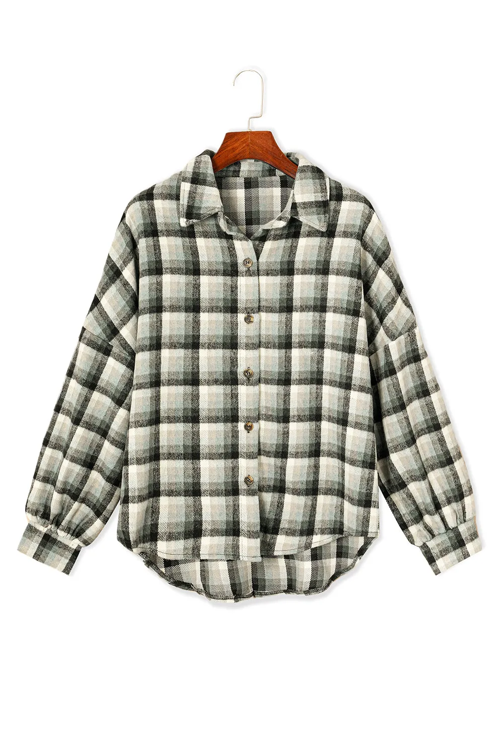 Plaid Collared Long Sleeve Jacket