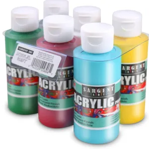 Sargent Art Primary Acrylic Paint Set | 4-Ounce Bottles x 6-Pack | No Fading