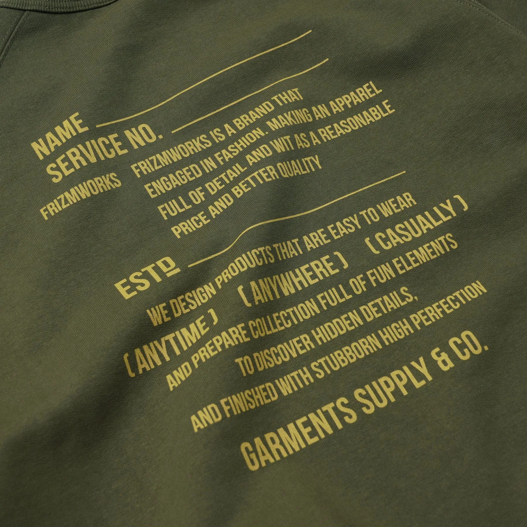 SERVICE LABEL SWEATSHIRT -  OLIVE