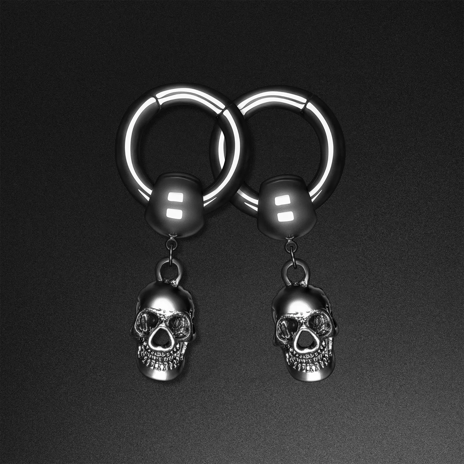 Skull Hanger Black PVD Magnetic Ear Weight