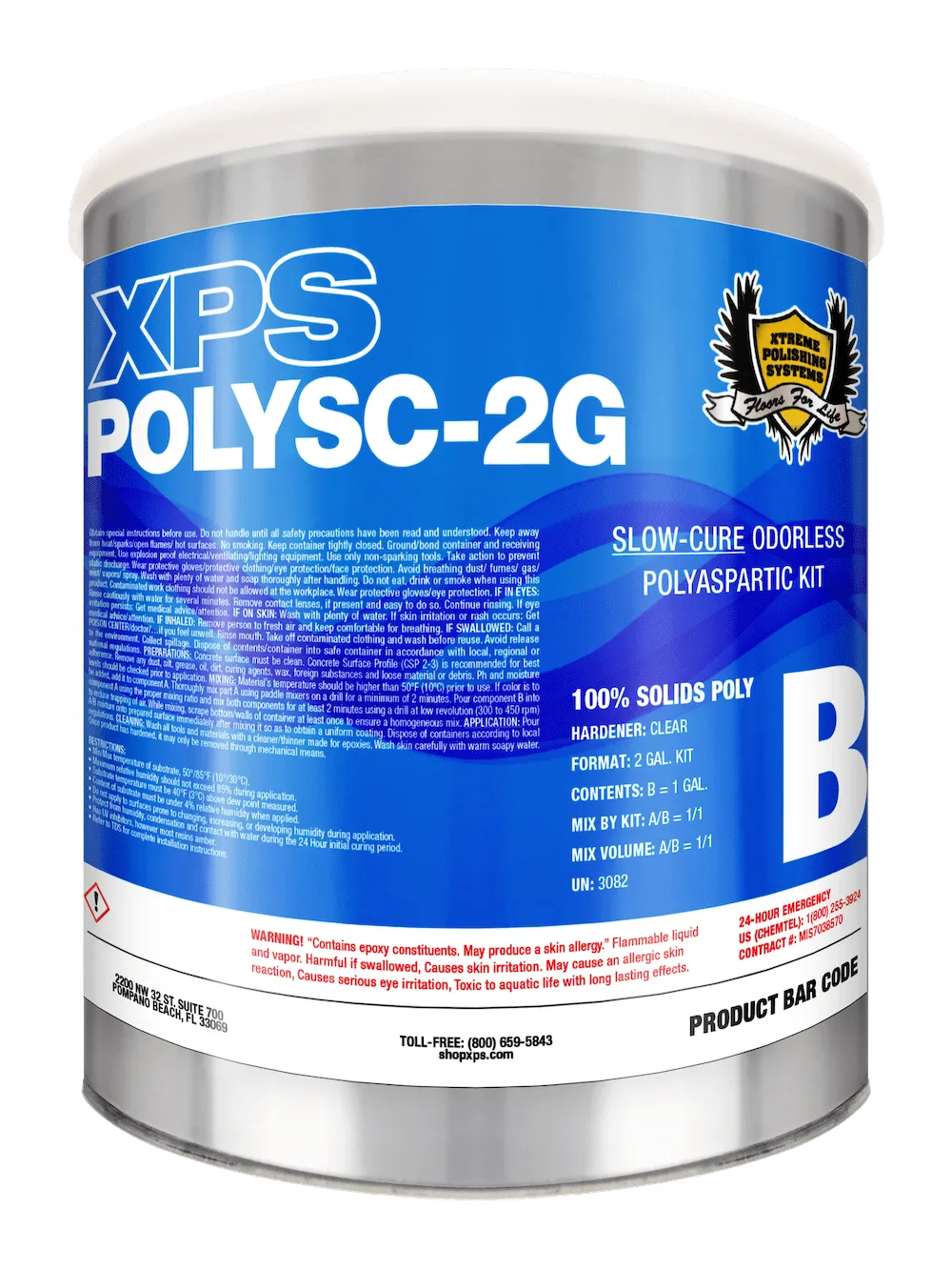 Slow Cure Polyaspartic Floor Coating -  XPS SC Poly 2 Gal. Kit (PACT-8084)