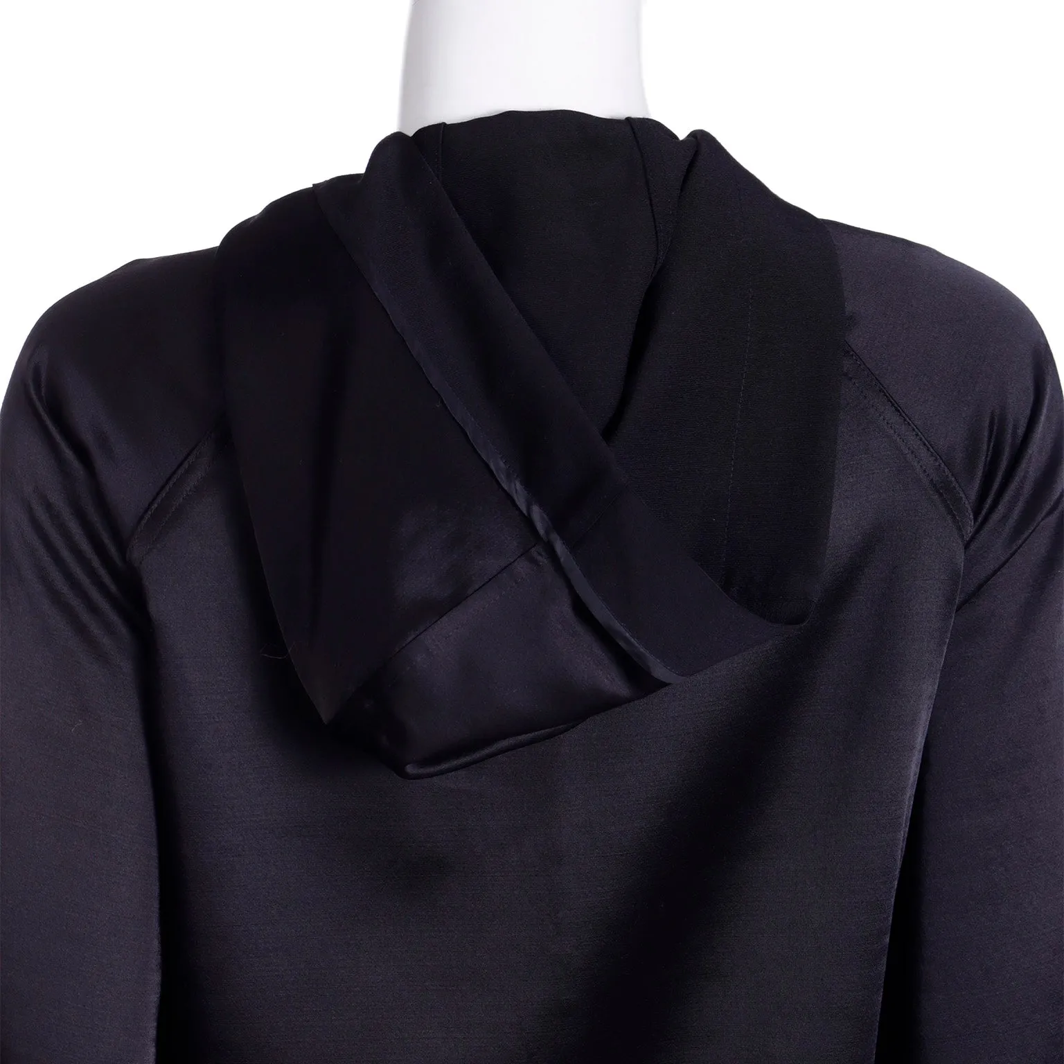 S/S 1998 Isaac Mizrahi Black Zip Front Hoodie w/ Exposed Seams