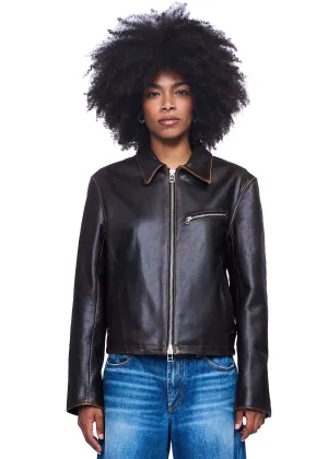 TONYWACK Calf Leather Cropped Jacket (Vintage Treatment)