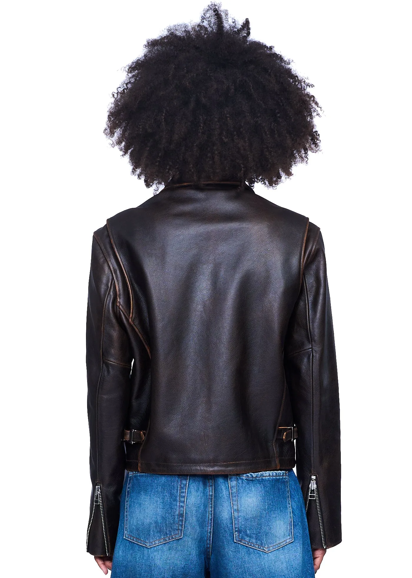 TONYWACK Calf Leather Cropped Jacket (Vintage Treatment)