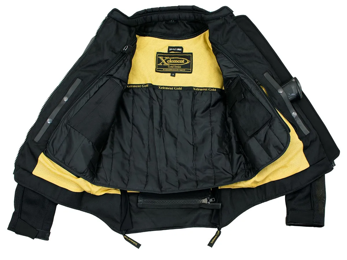 Xelement 'Gold Series' XS22009 Women's 'Be Cool' Black and Fuchsia Armored Textile with Soft-Shell Motorcycle Jacket