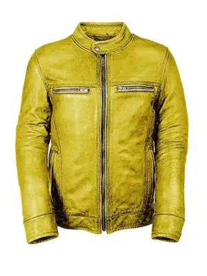 Yellow Motorbike Vintage Leather Jackets For Men